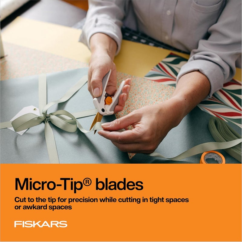 Fiskars Easy Action Micro-Tip Titanium Scissors, Sharp Blades for Cutting Precision and Angles with Easy Action Spring Design, Crafting Supplies, SoftGrip Assisted Handle - Image 3